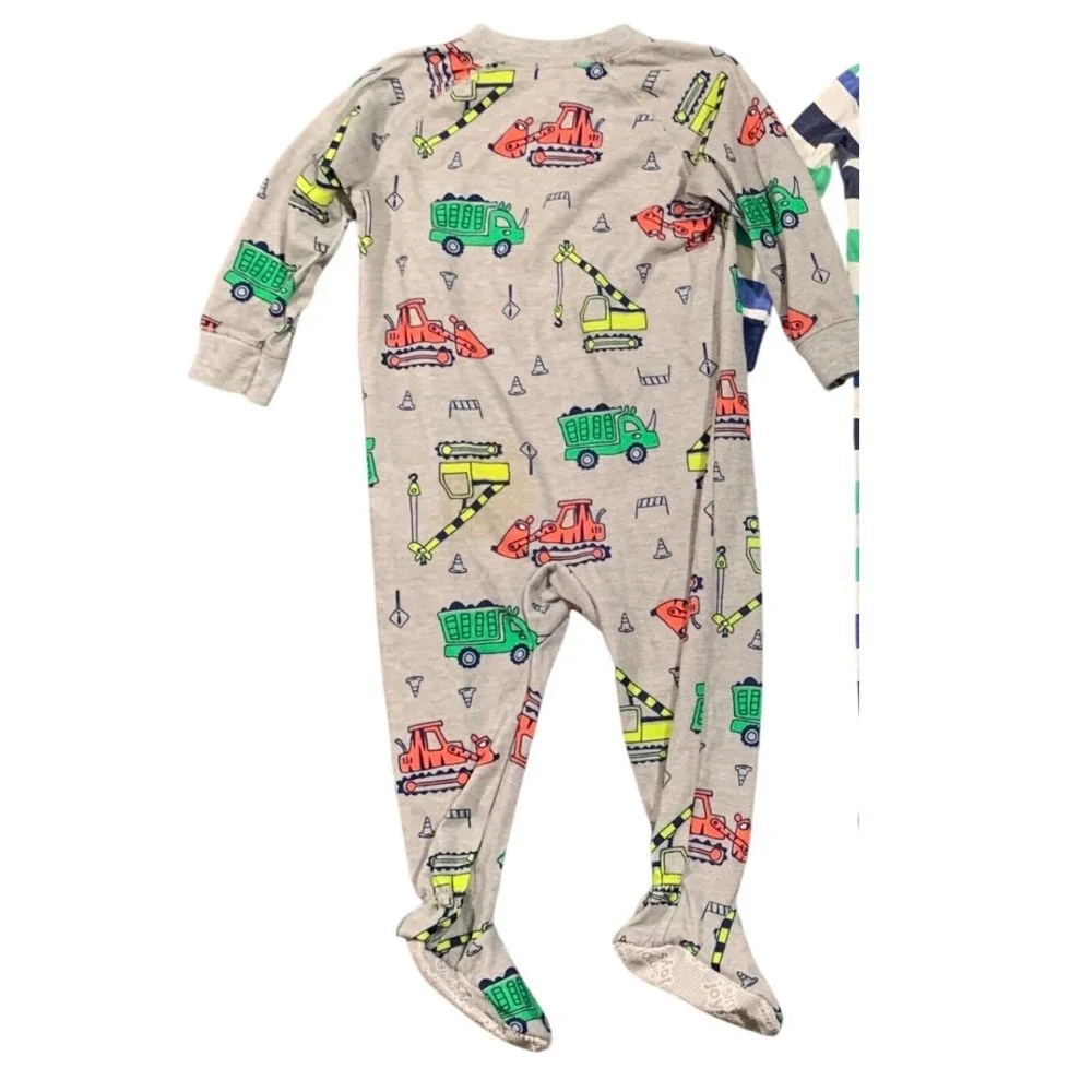 Simple Joys by‎ Carters 18M Gray Construction Vehicle Footed Pajama